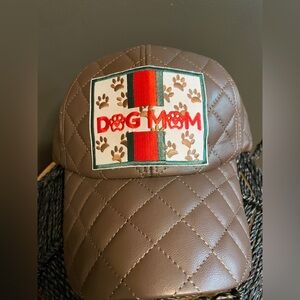 Dog Mom Chocolate Brown Leather Baseball Cap - Unique Design!